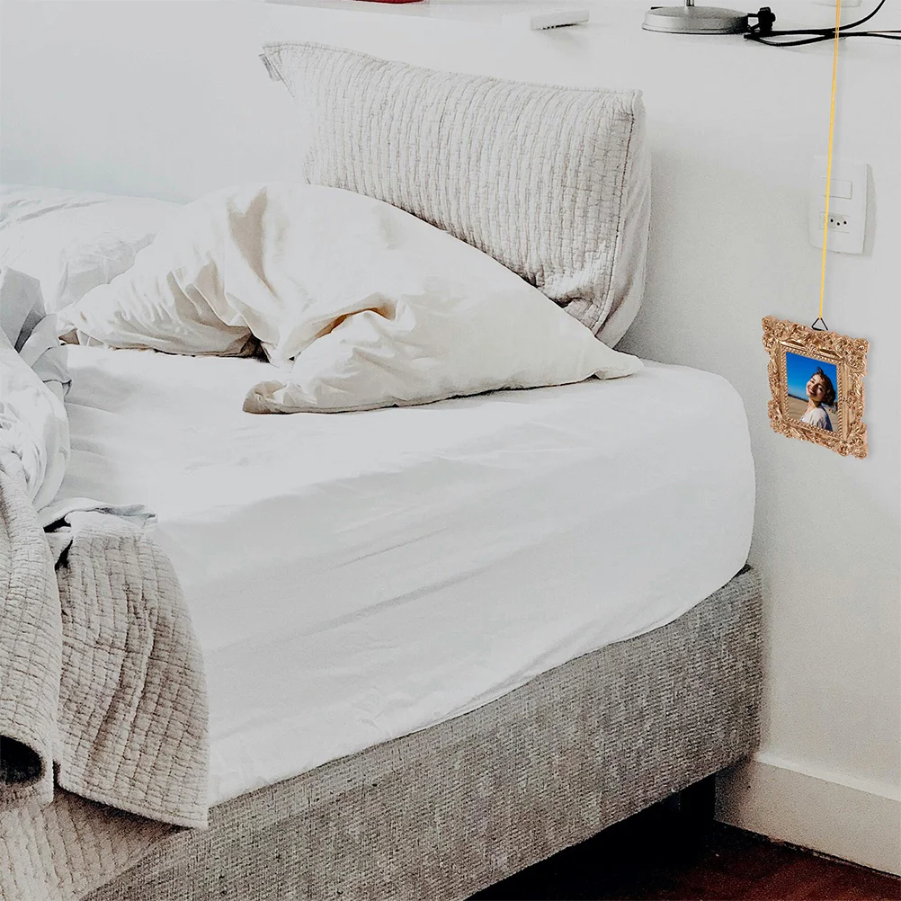 4Pcs Mini Vintage Resin Photo Frames Small Oval Rectangle Picture Frames Hanging Table Display Mini Photo Frame