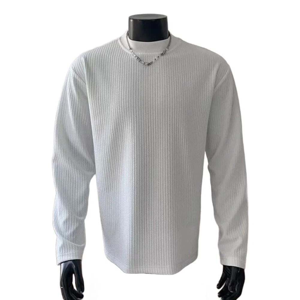 Soft O-Neck Shirt Men Knitted Sweatshirt For Everyday Casual Wear Regular Clothing Length 90 Polyester 10 Spandex