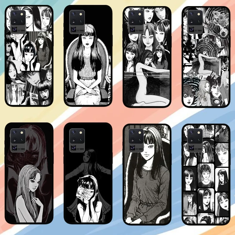 Cartoon T-Tomie K-Kawakami Phone Case For Samsung Galaxy S24 S23 S22 S21 S20 FE Note 20 Ultra 5G Black Phone Case