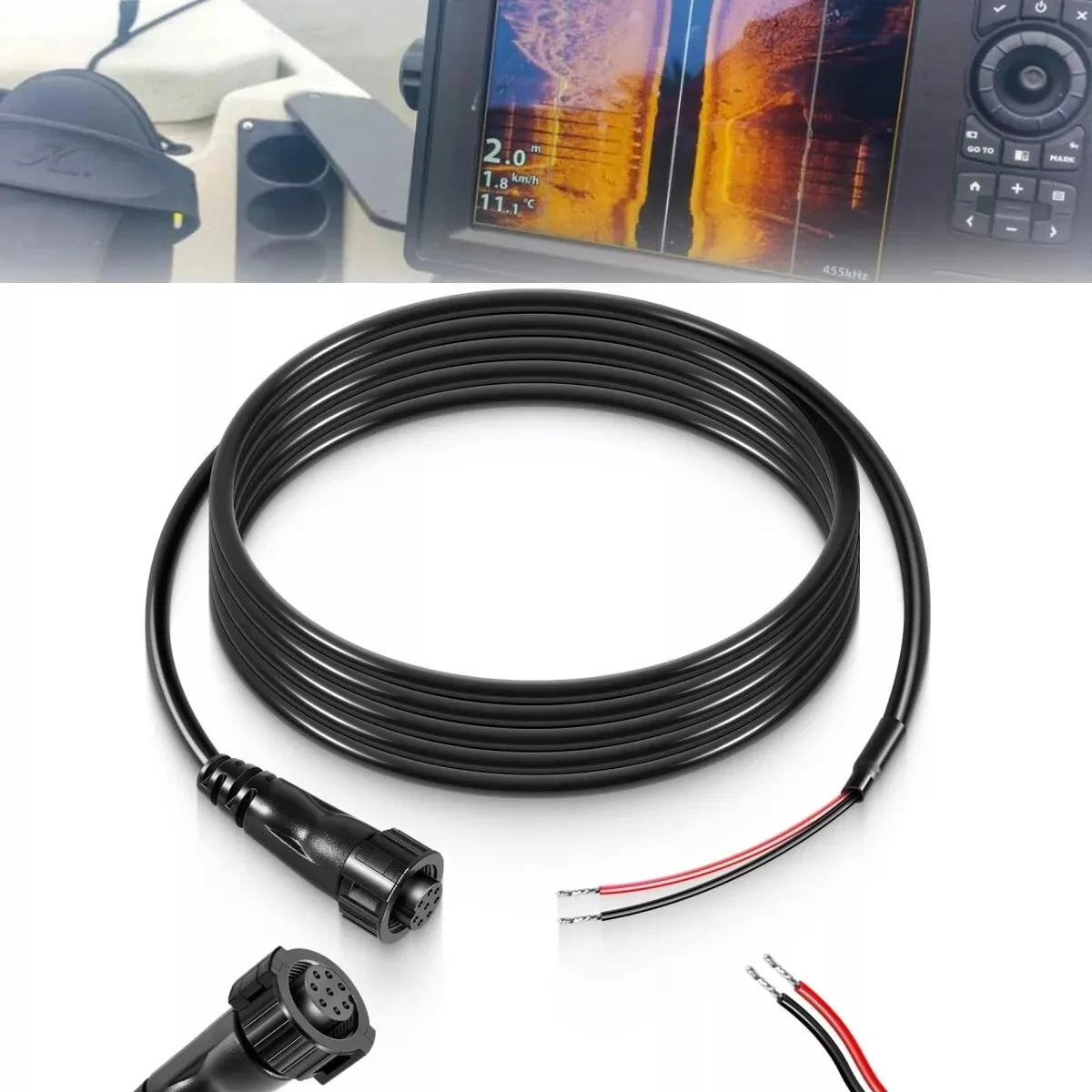 TM 720085-1 Power Cable 6 Feet, PC12 Power Cord 8-Pin Compatible with Humminbird Solix and Onix Series All Models