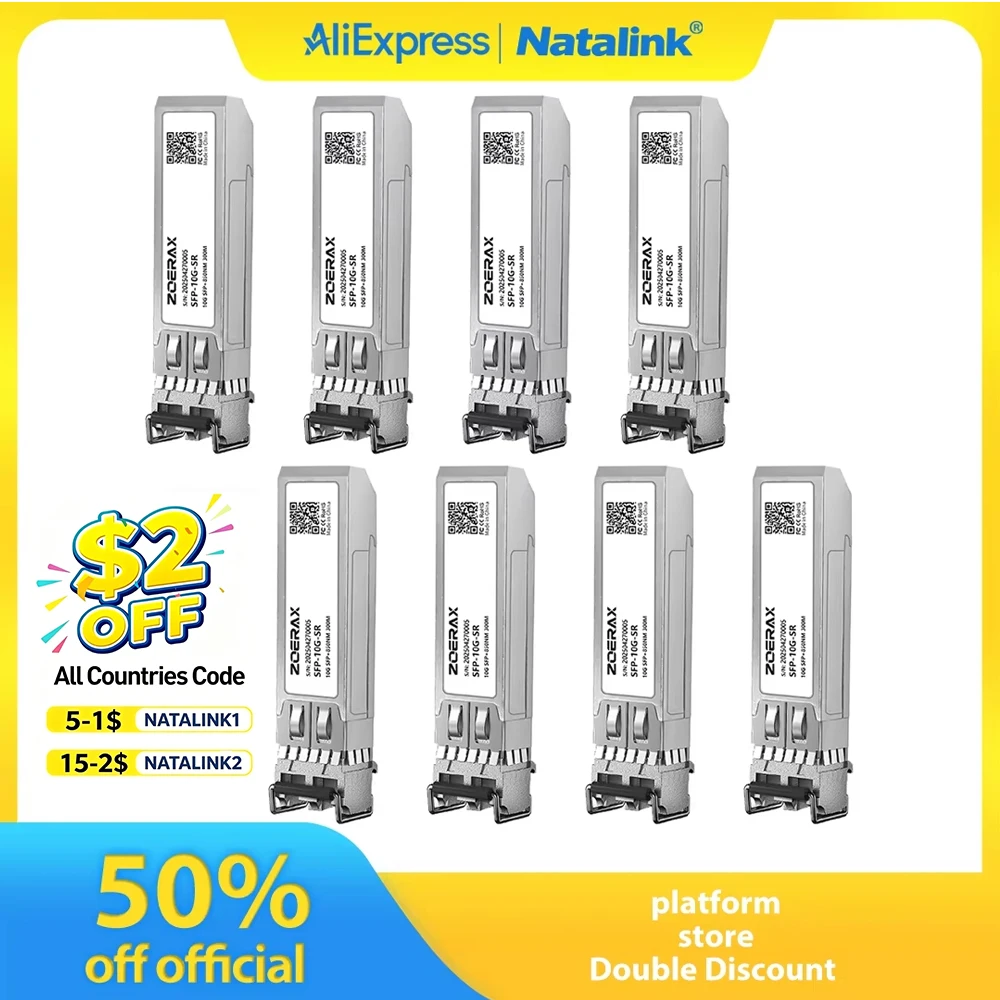 Natalink 10G SFP+ SR Ethernet Transceiver LC 850nm Multimode Duplex Optical Module Cisco, Ubiquiti,Netgear, Fortinet, Mikrotik