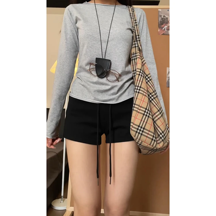 Bla Retro Dstring Pantaloni sportivi slim fit Donna Estate 2025 Nuovi pantaloni Sle Hot ort Pantaloni casual a gamba dritta a vita alta