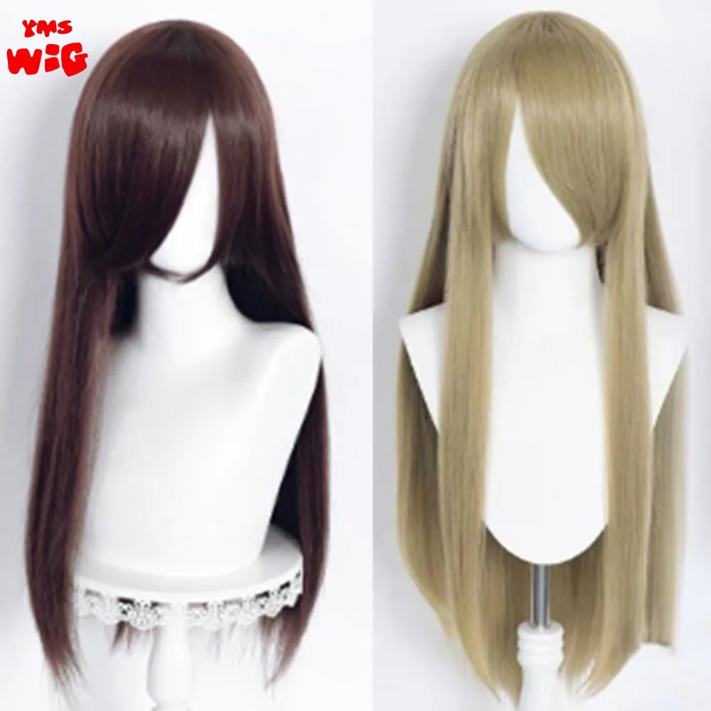 Synthetic Color Long Cosplay Wigs 80cm Lolita Wig Red Gray Brown Straight Wig Halloween Party Hairstyle M2A