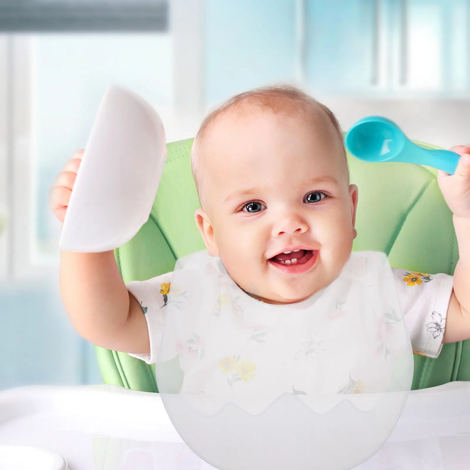 

Silicone Baby Bib for Feeding Toddlers Adjustable Neck Strap Food Grade High Temp Resistant Dishwasher Safe Quick Drying
