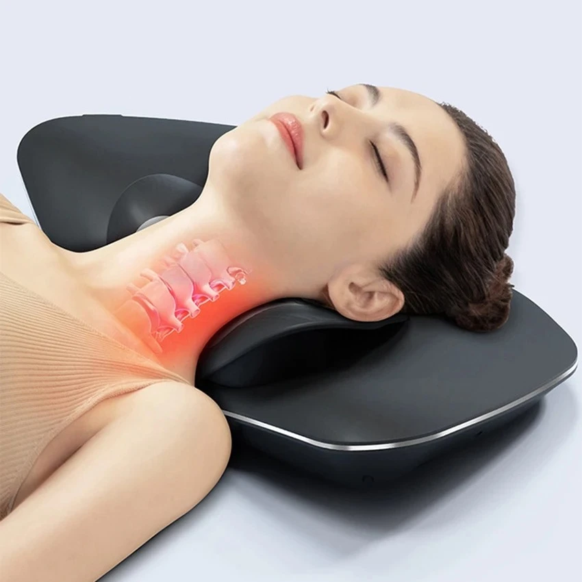 Home Neck Traction Device with Low Frequency Pulse Massager for Cervical Curvature Improvement Muscle Relaxation Pain Relief