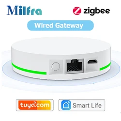 Milfra Tuya Zigbee 3.0 Smart Hub Wired Gateway Home Bridge Voice Remote Controller Works with Smart Life APP Alexa Google Home