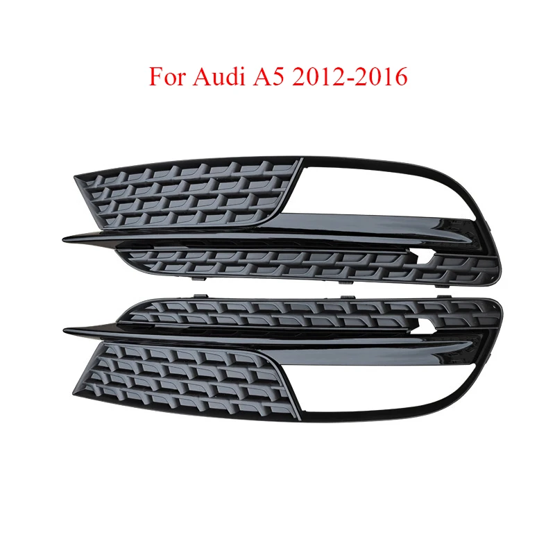 

2PCS Black Front Bumper Lower Fog Light Lamp Grille Grill Cover For Audi A5 2012 2013 2014 2015 2016 Car-Styling Accessories