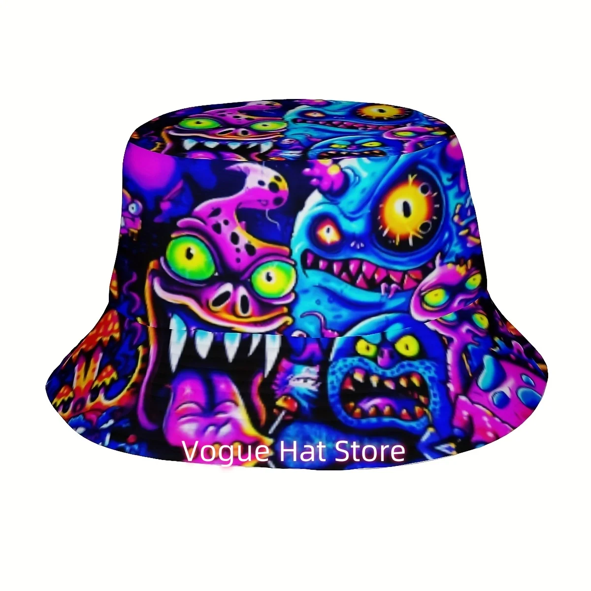 1pc of Trendy Bucket Hat for All Seasons, Featuring Whimsical Night Light Creatures. This Unisex Hat Combines Style with a Playf