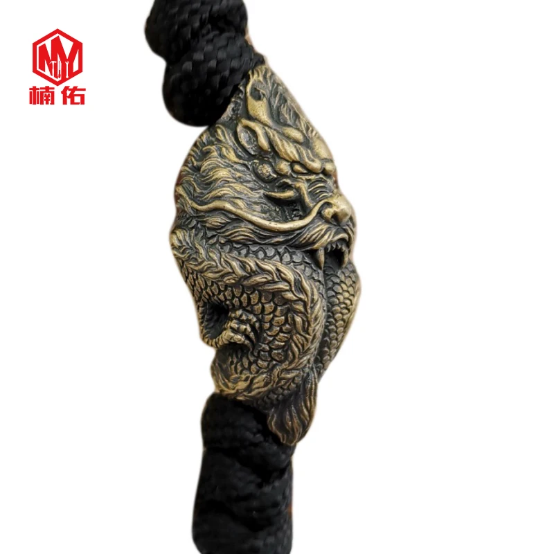 

1PC Oriental Dragon Retro Brass Copper EDC Paracord Beads Lanyard Pendants Knife Beads Parachute Cord Rope Bead Pendant