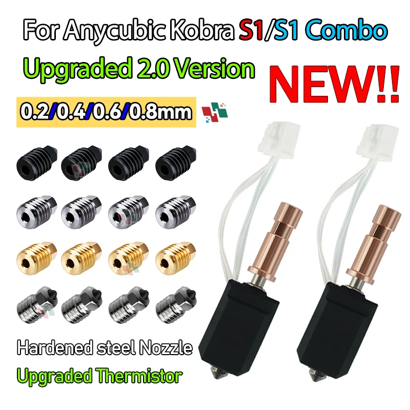 For Anycubic Kobra S1 Hotend Ceramic New Upgrade Hotend For Kobra S1 Combo Head S1C 3d Printer 24V 48W 200K Rapid Heating 300℃
