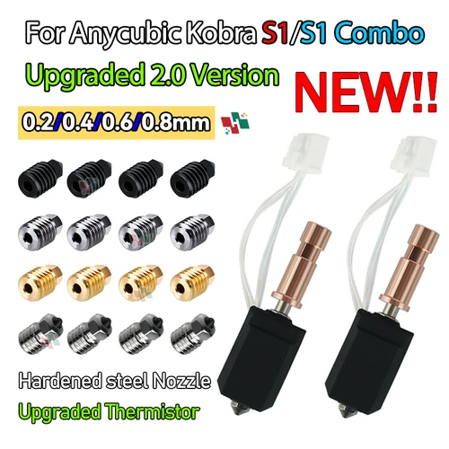Para Anycubic Kobra S1 Hotend cerámica nueva actualización Hotend para Kobra S1 Combo Head S1C impresora 3d 24V 48W 200K calentamiento rápido 300 ℃