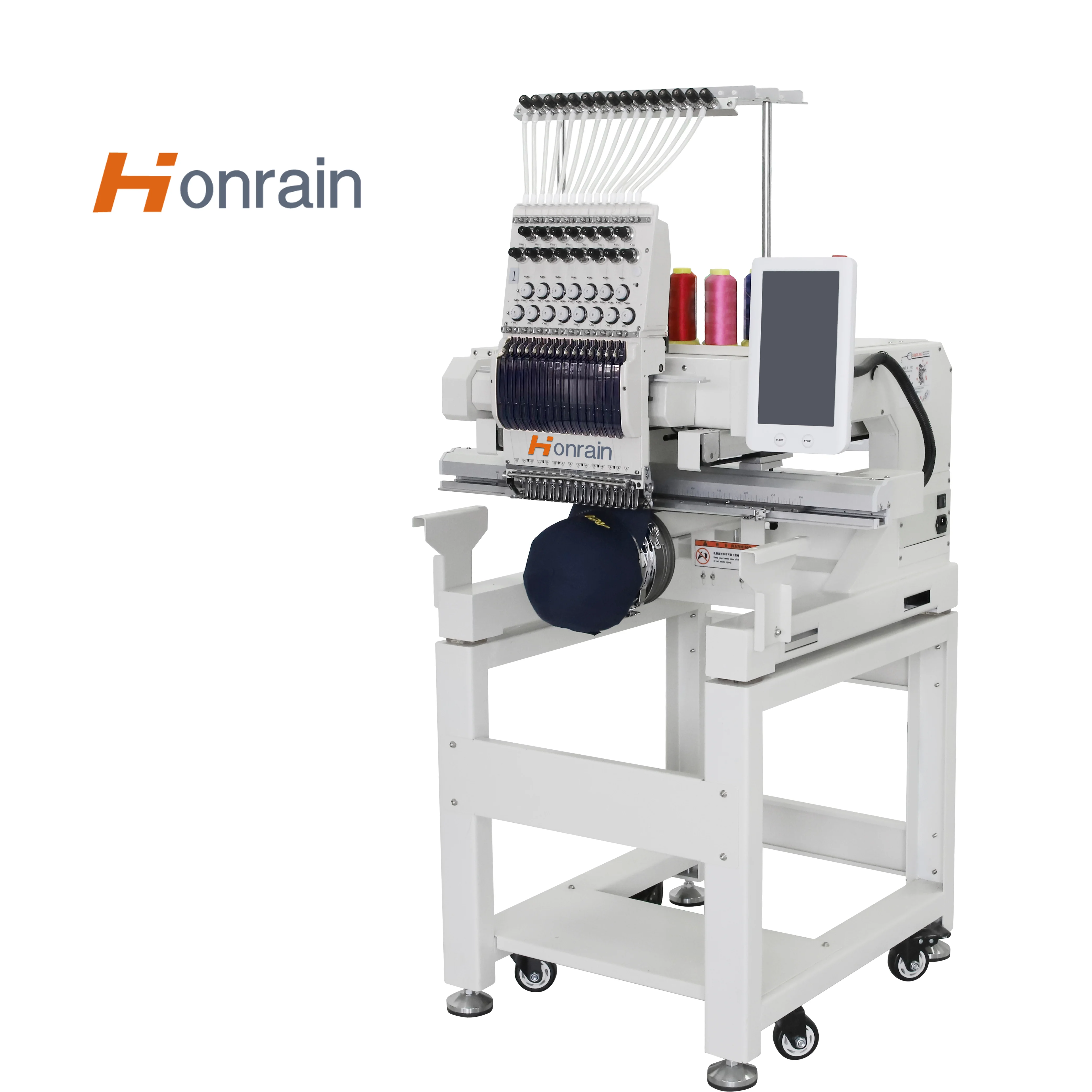 HONRAIN 2025 New Arrival 1head 12 needles Computer Embroidery Machine Programmable Embroidery Machine for Hat T-shirt
