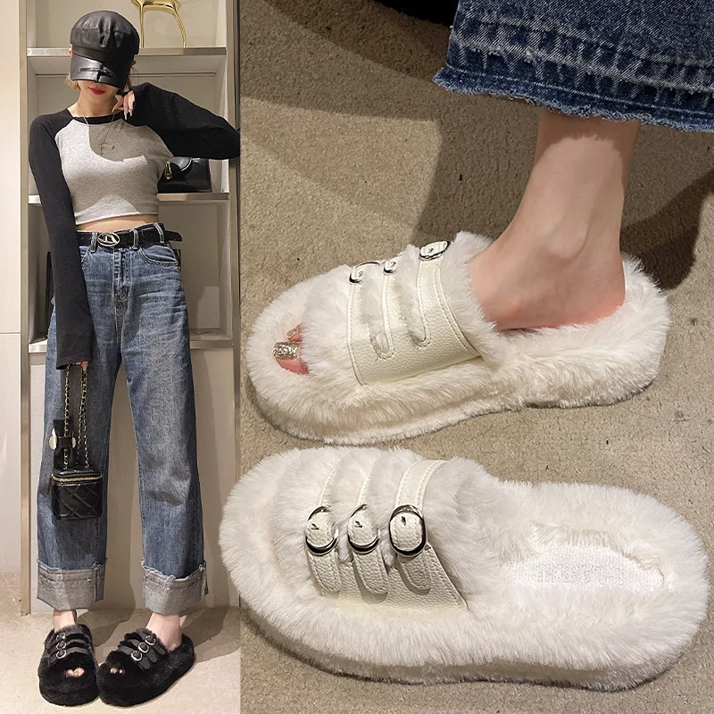 Maomao Home Slippers Female Autumn and Winter Soft Sole Comfortable Indoor and Outdoor Cotton Drag Non-slip Flat Slippers