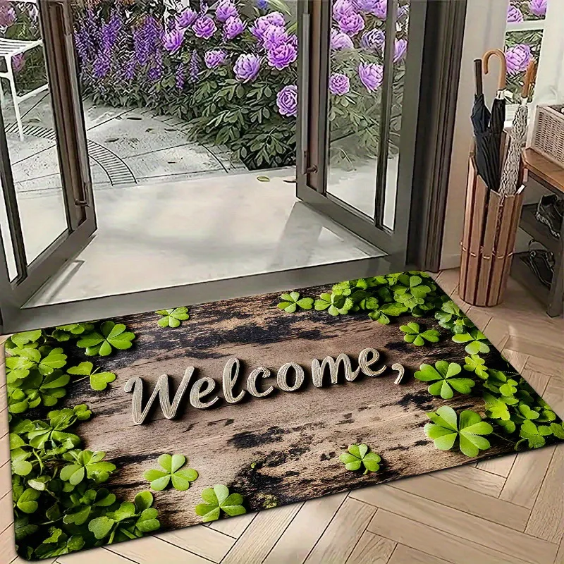 Stone Pattern Welcome Doormat Non Slip Washable Entryway Floor Mat Rustic Indoor Outdoor Front Door Home Decor