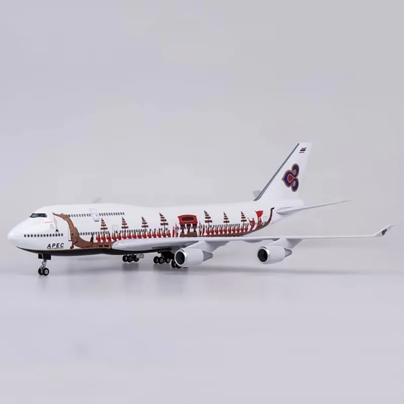 47CM 1:150 Scale Airplane Model Toys Thai Airways Dragon B747 Diecast Resin Aircraft with Light Wheel Gifts Display Collection