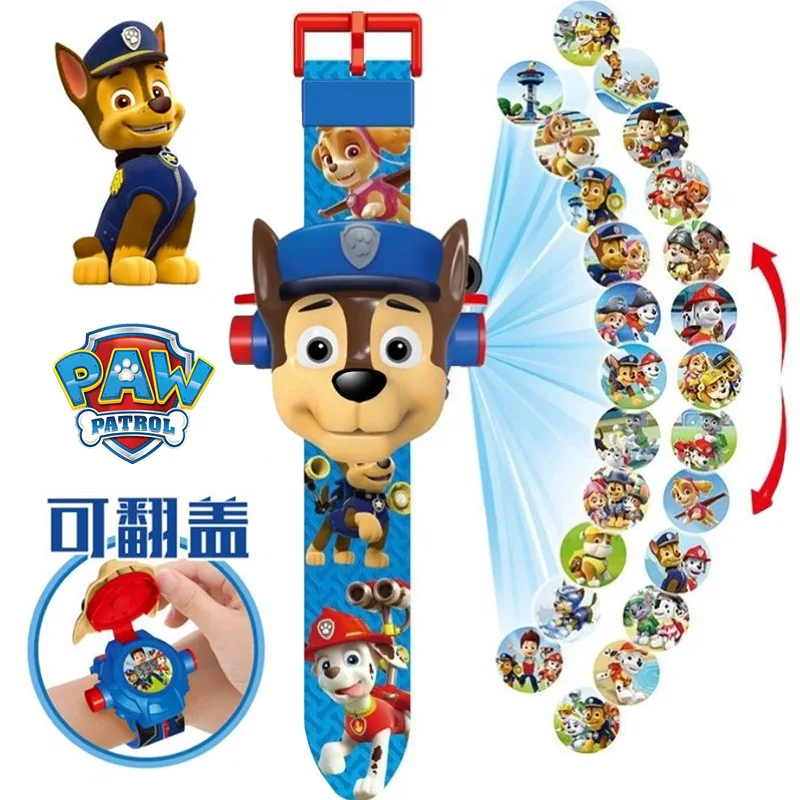 Paw Patrol Toys Set 3D Projection Digital Watch Puppy Patrulla Canina Anime Action Figures Model Toy Marshall Chase Kid Gift