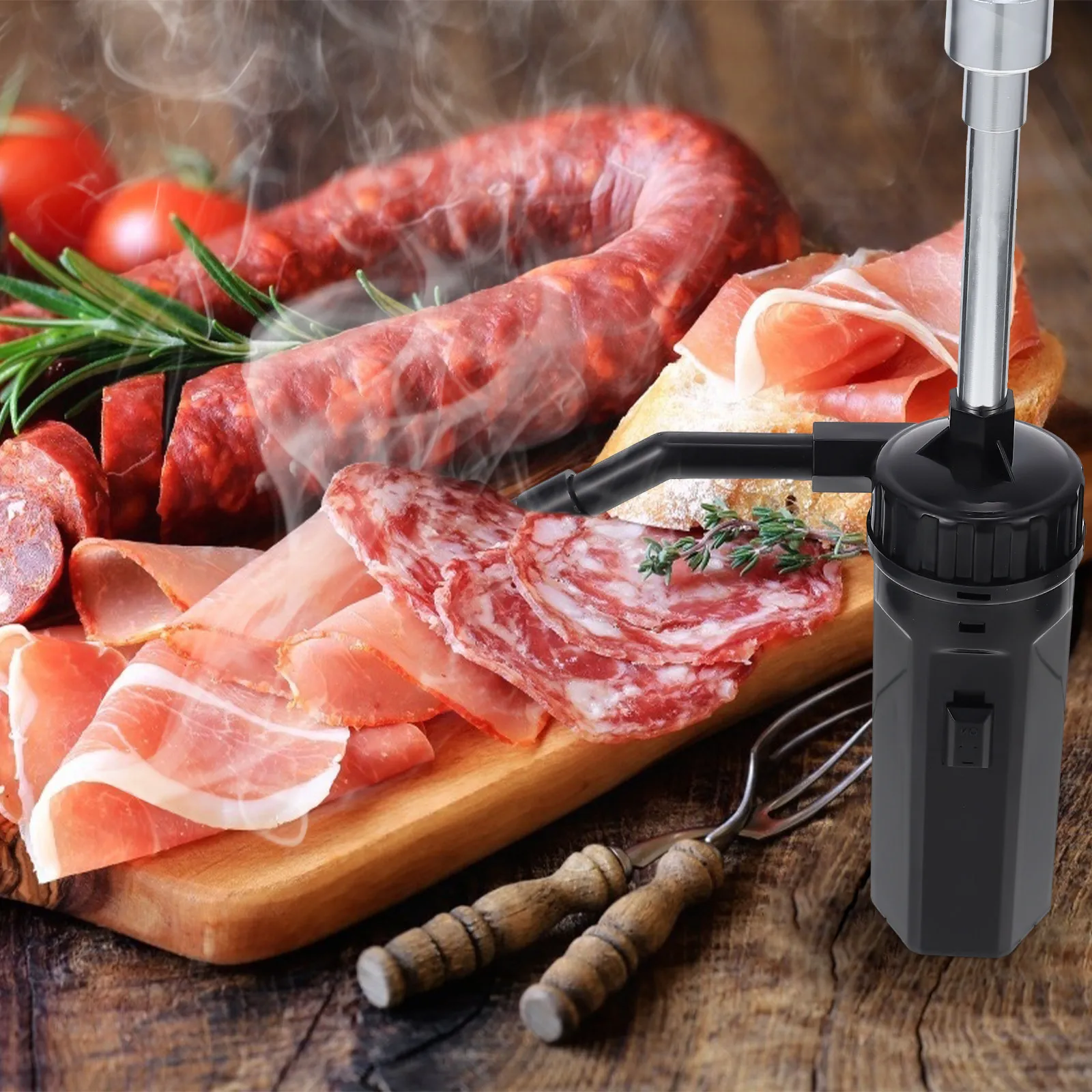 

1Pcs Portable Food Smoker for Home Kitchen Restaurant Picnic Smoke Infuser Lightweight Compact Design Food Grade Safe Salmon Ham
