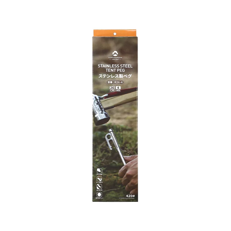 CAMPINGMOON R26-4 Outdoor Camping 420 Hochfester Edelstahl Campingzelt-Decken-Fixierer Bodennägel