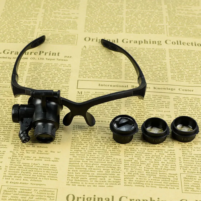 

2pcs Magnifying Glass 10X/15X/20X/25X Jeweler Watchmaker With LED Light Telescopic Headband Magnifier Glasses Eyewear