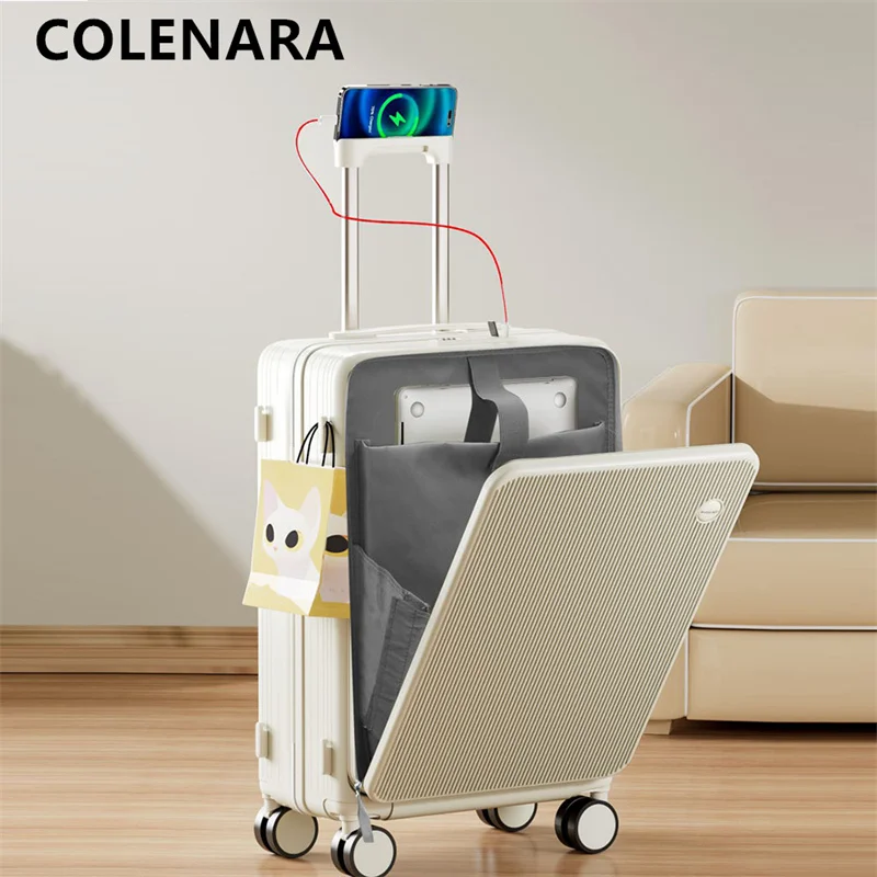 Imagem -06 - Colenara-pc Bagagem Multifuncional Eua Carregamento Laptop Trolley Case 20 Boarding Box 24 Roda Universal Mala Cabine 26