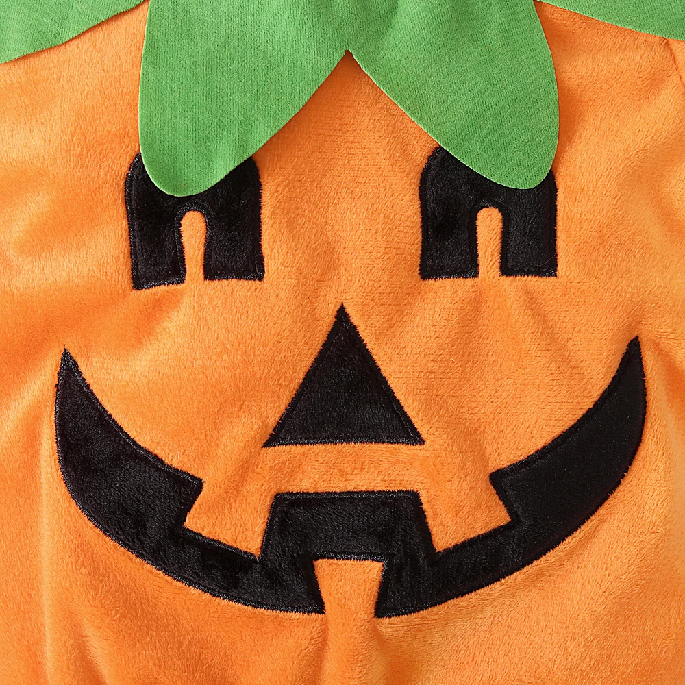 Boys and girls autumn and winter sleeveless Halloween pumpkin top + pumpkin hat + shoes three-piece children\'s clothing set