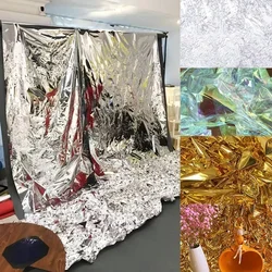 PVC Tin Film Paper Silver Reflective Mirror Surface Water Ripple Reflection for Photography Props Background Decoration Fabrics