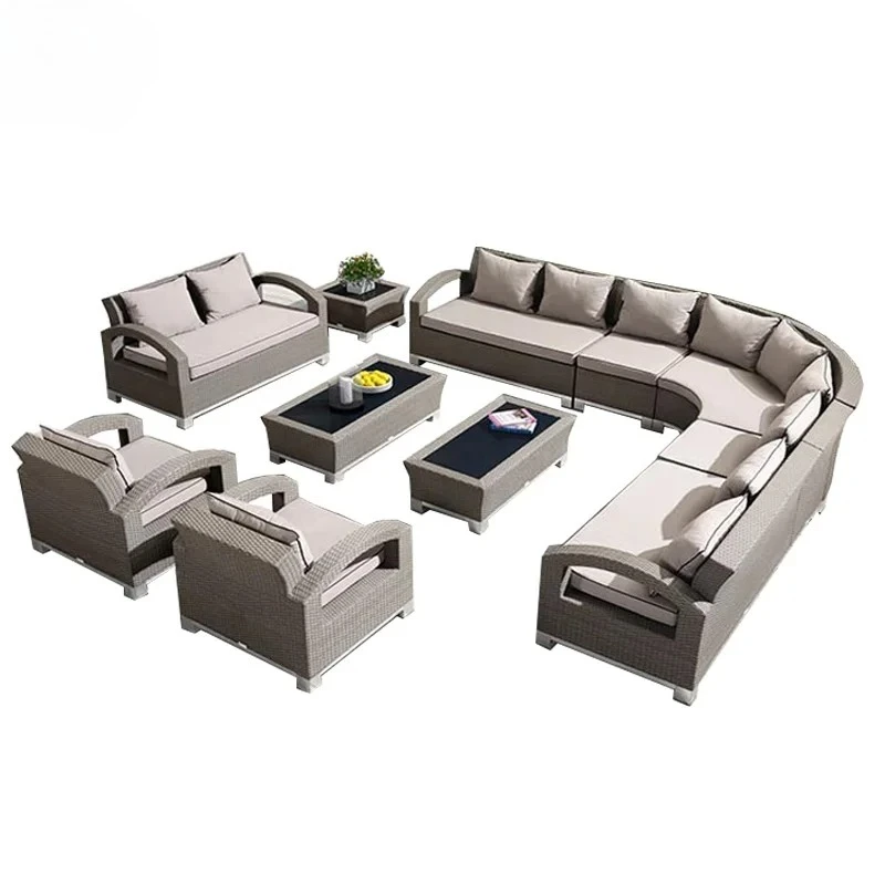 

Rattan Wicker Patio Furniture Set Outdoor Sectional Sofa Couch Garden Conversation Set with Cushions Weatherproof