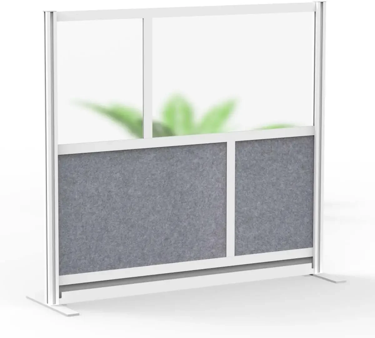 53'' x 48'' Wall | Expandable Partition Room Divider with Rearrangeable Frosted Acrylic & Sound Absorbent Panels (Silver Frame)