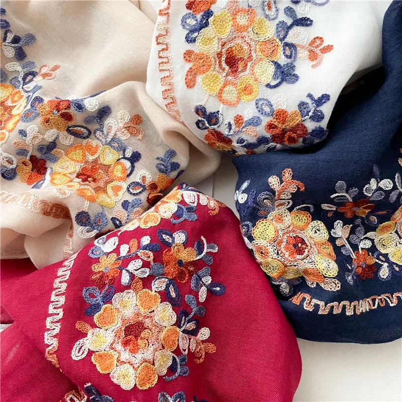 Vier seizoenen moslim dames hoofddoek sjaal sjaal borduurwerk mode buitenzonwering reizen en windbescherming bandana's