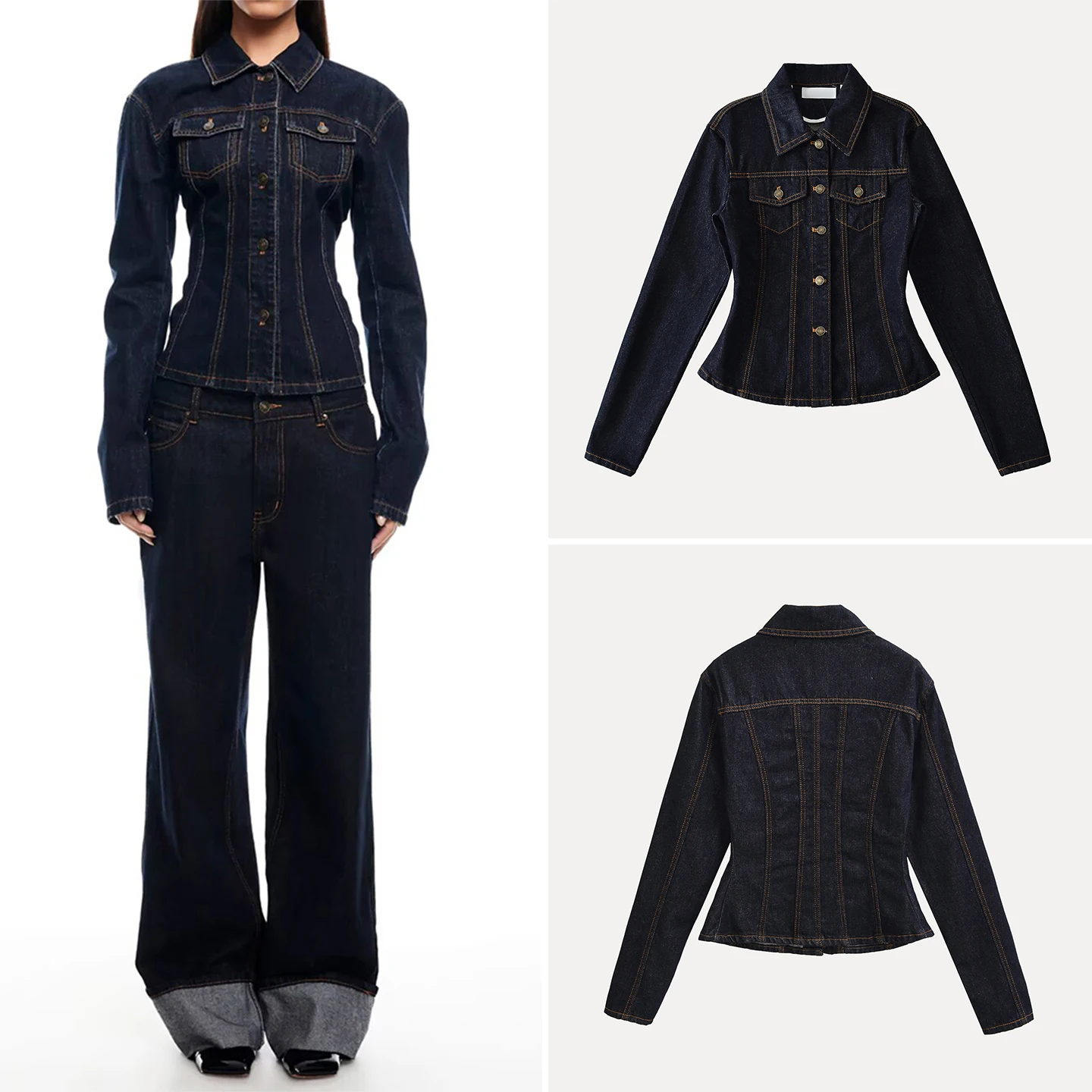 

Модная повседневная женская джинсовая куртка с поясом на талии и отложным воротником, осень 2025, новинка, премиум-класс, короткое пальто для женщин