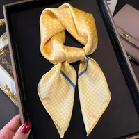1PC 70*70cm Polka Dot Print Head Scarf for Women Silk Square Scarves Foulard Bandana Fashion Decorate Hijab Female Neckerchief 5