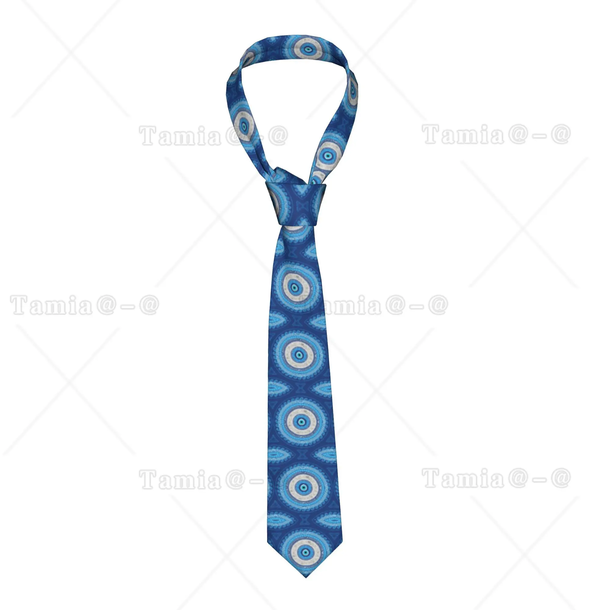 Customized Greek Nazar Evil Eye Ornament Tie for Men Classic Lucky Charm Amulet Silk Business Necktie