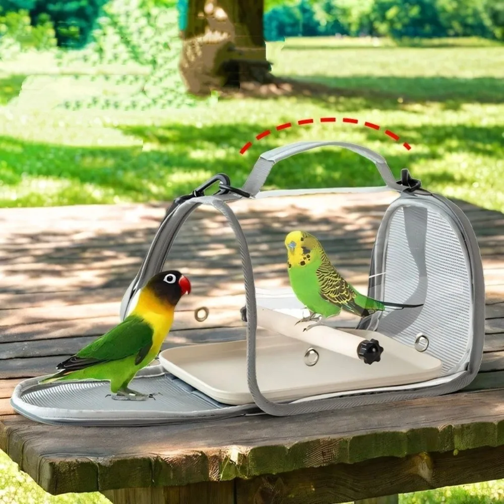 

Переносная сумка-переноска для птиц с дышащей сеткой, складная, с прозрачным окном, деревянная подставка, клетка для транспортировки попугаев, товары для животных