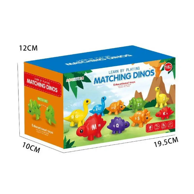 1 Set Montessori per bambini Riconoscimento delle parole a colori per bambini Giocattolo di intelligenza per l'educazione precoce Nuovo abbinamento di lettere di dinosauro