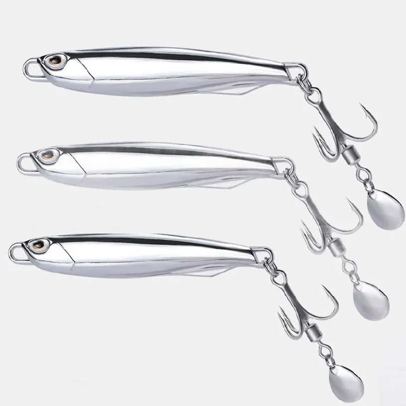 

3PC Electroplated Lron Plate Road Metal Fishing Bait 60g 40g 30g 20g Portable Fishing Lure Sharp Hoops Tip Spinning Tackle Tool