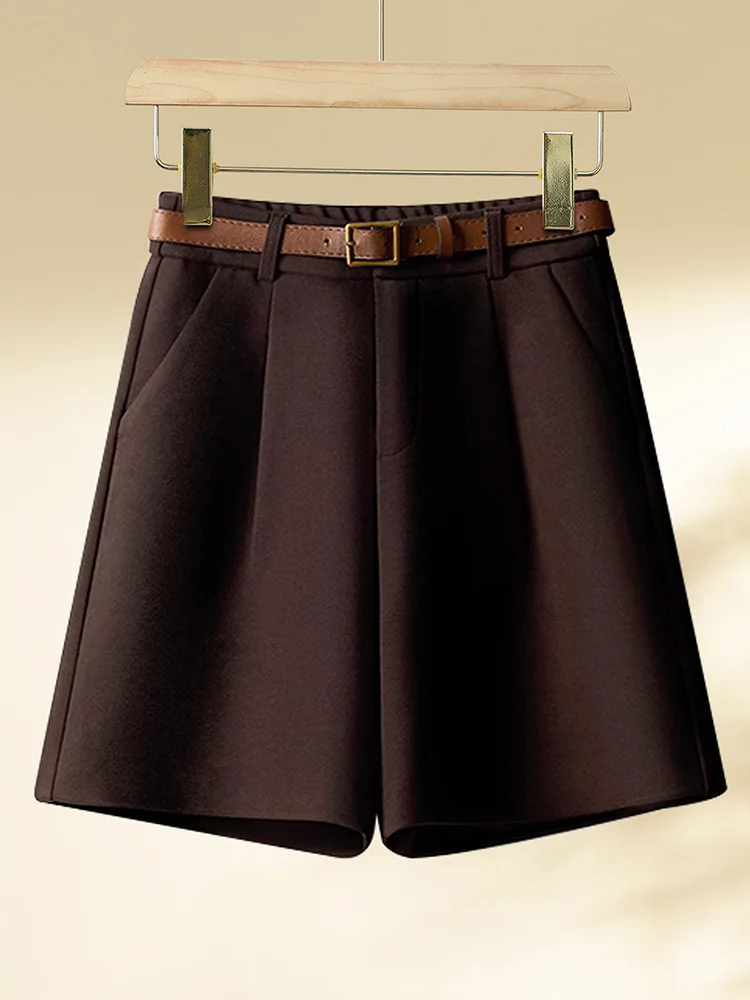 

Brown Harem Pants Winter Thickened Woolen Nine-point Pants Women's Straight Pants Hip-covering Slimming Cigarette Pants C