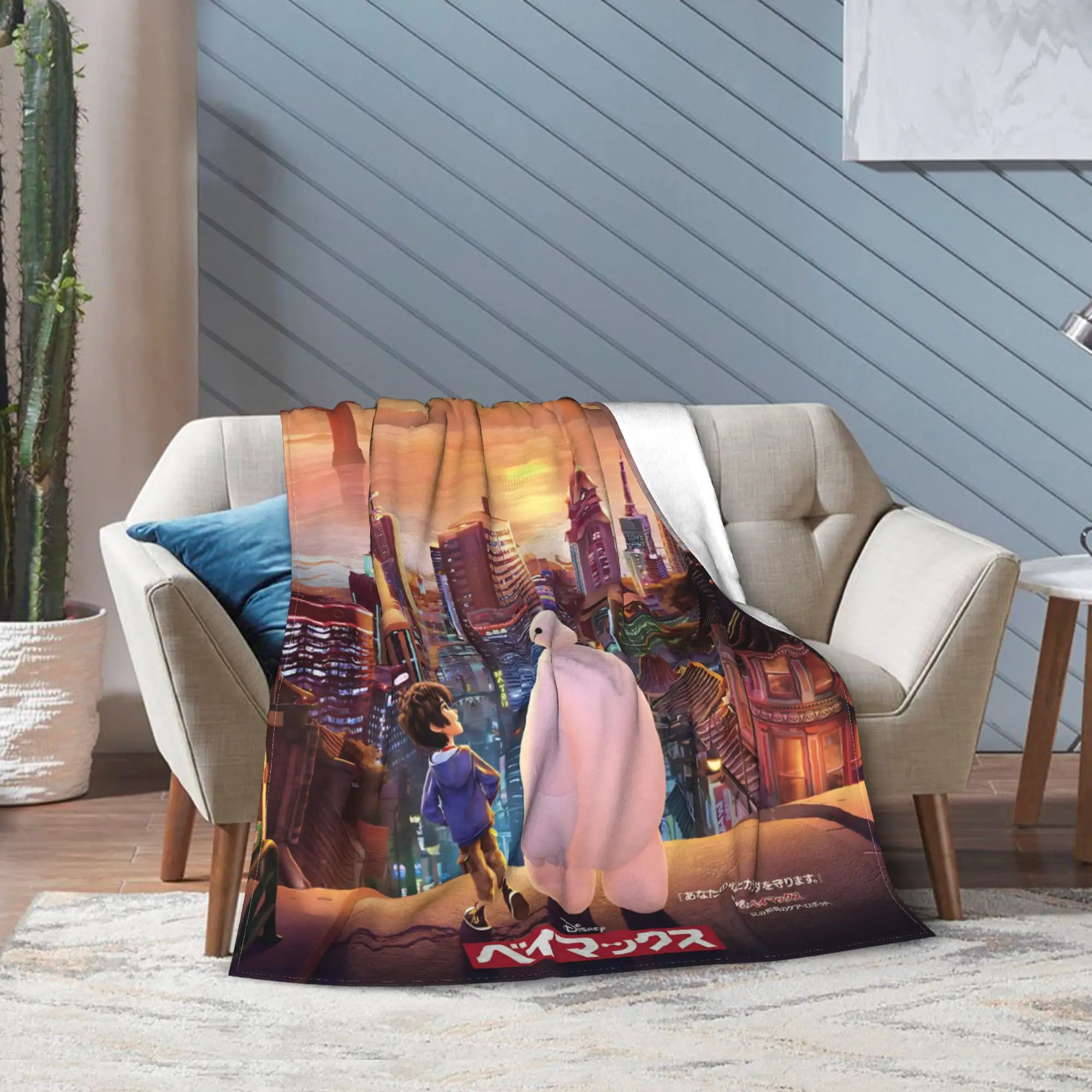 كبير بطل Baymax درع المرجان الصوف أفخم رمي البطانيات Hiro Hamada للمفارش بطانية محبوكة السفر رقيقة تنفس #4