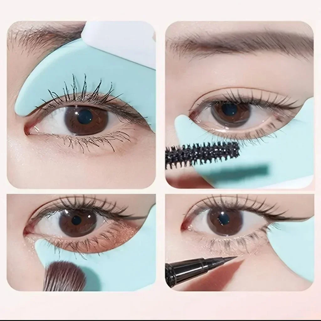 Long-handle eyelash and eyeliner auxiliary artifact crescent baffle multifunctional eye makeup portable