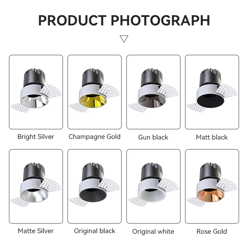 7w 10w Cob Deep Adjustable Trimless Spotlight With Multi Color Reflector Recessed Antiglare Warm Led Trimless Downlight