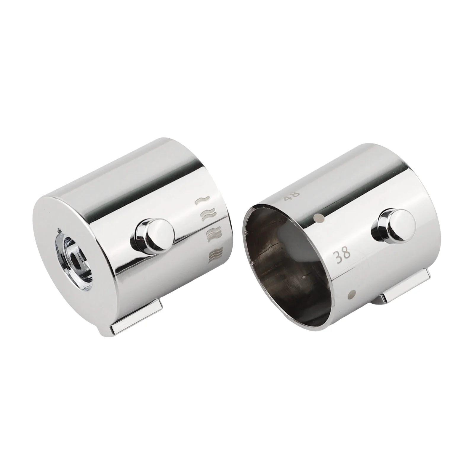 Chrome ABS Knob Handle Pair for Shower Mixer Thermostatic Control with Grub Screw and Stop Ring for Installation