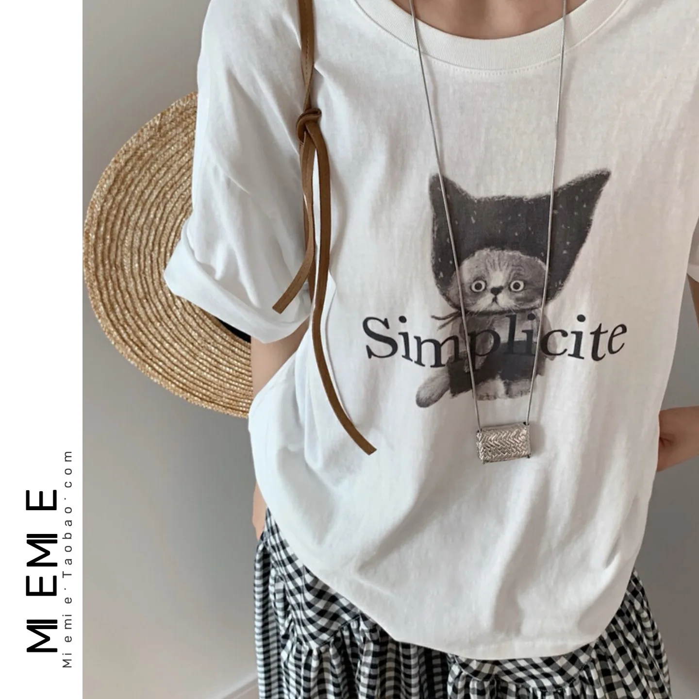 

Cleanfit Pure Cotton Vintage round Ne T-irt Color Cute Sketch Briti ort Casual Loose Fit Long Sve Women's Top