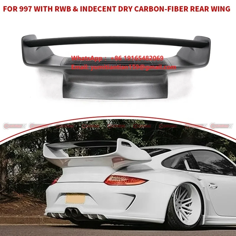 Upgrade RWD Style Spoiler For Porsche 911 997 Dry Carbon Fiber Rear Wing Real Pre Preg Decklid GT Wing Aero Factory Direct
