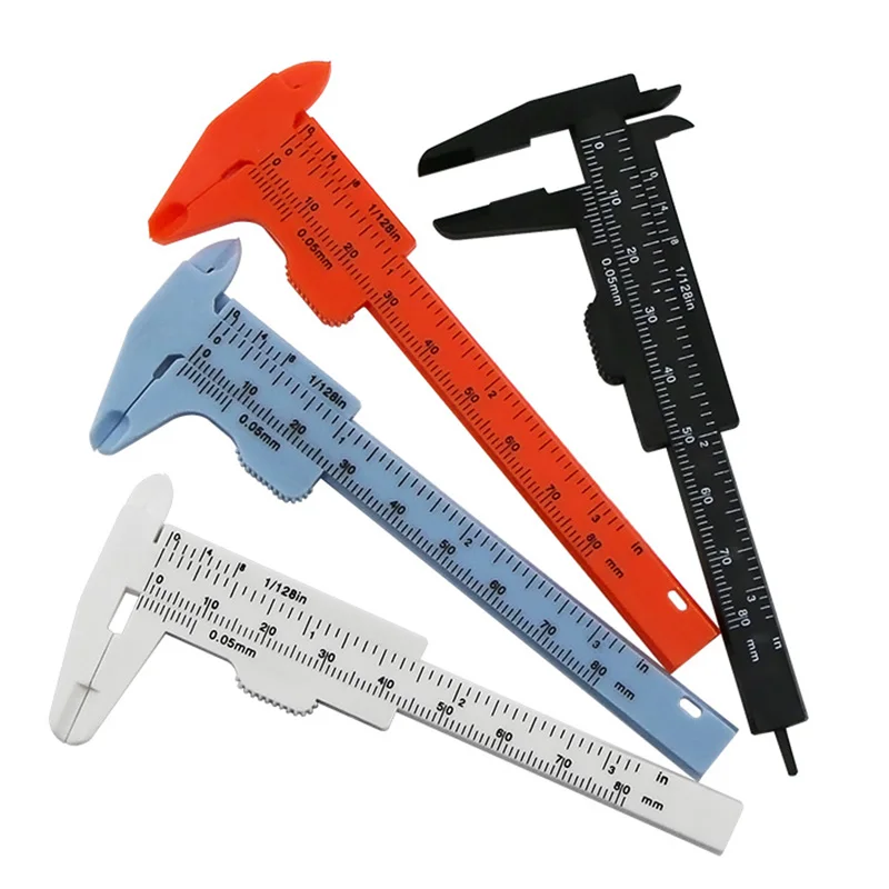 1PC 0-80mm Double Rule Scale Plastic Vernier Caliper Student Dial Gauge Micrometer Measuring Ruler Inside Diameter Depth Meter