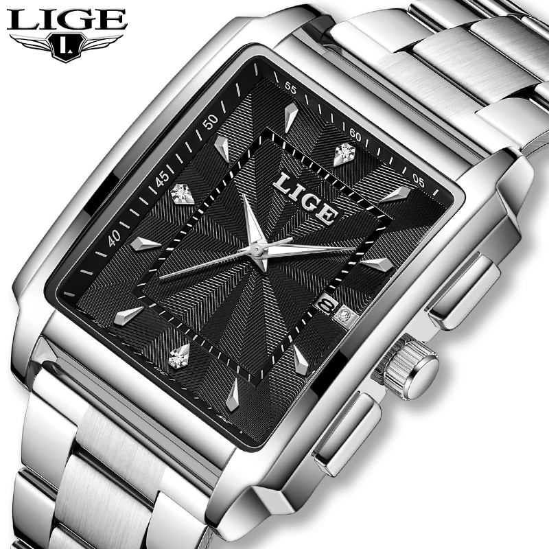 LIGE Luxury Man Business Wrist Watch Waterproof Luminous Date Clock Watches Men Stainless Steel Male Quartz Watches Reloj Hombre