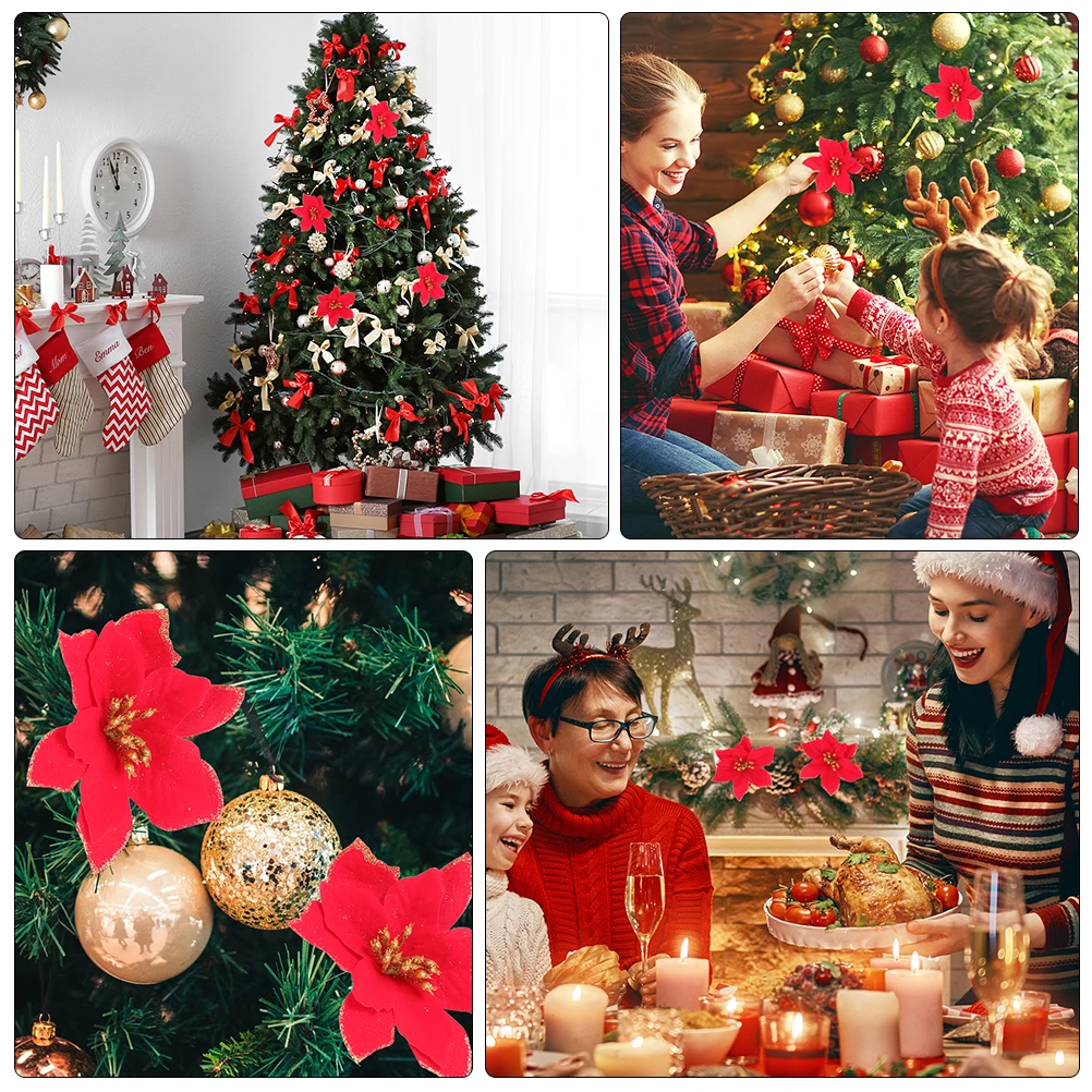 

36 Pcs Wreath Christmas Flower Decoration Garlands Decorative Artificial Flora Plastic Faux Flowers