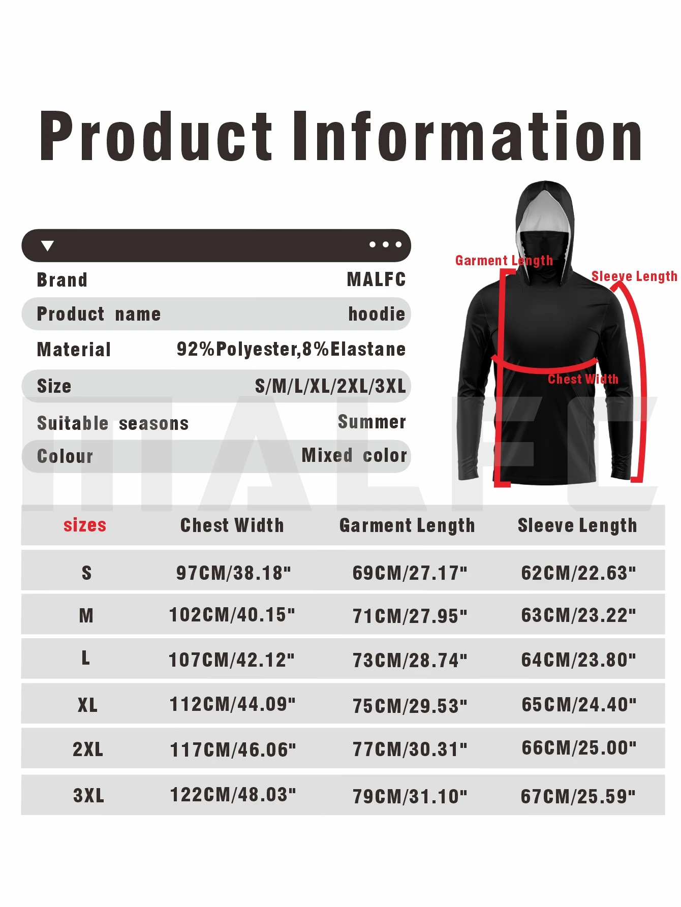 MALFC Hood Fishing Shirt Angelbekleidung Herren Langarm Angel-T-Shirt UV-Schutz – Detail 1