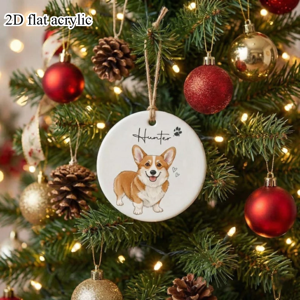 Personalised Custom Watercolour Pet Hanging Decoration The First Christmas Gift for Pet Lovers Custom Acrylic Puppy Keepsake