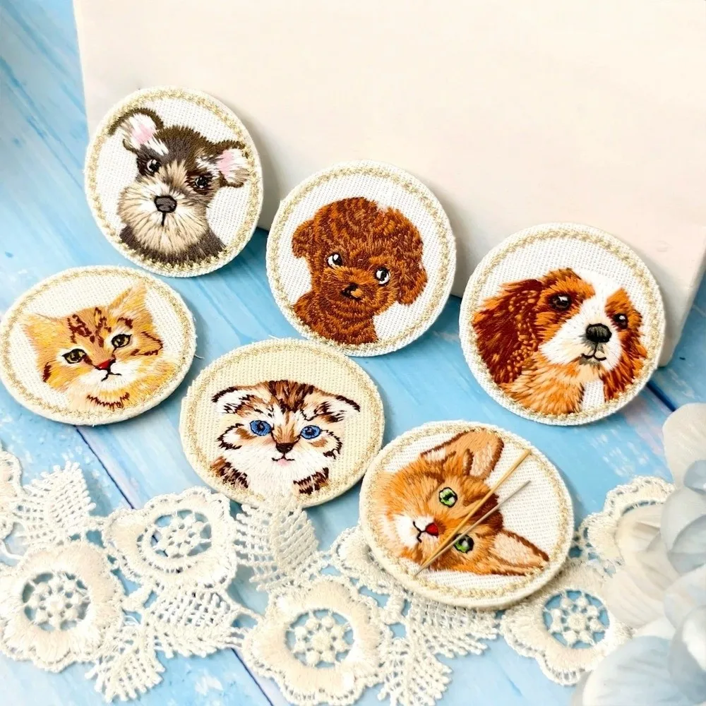

5pcs Apparel Iron on Cat Embroidered Patch DIY Cute Dog Clothing Patch Clothes Stickers Cartoon Clothes Appliques Sewing