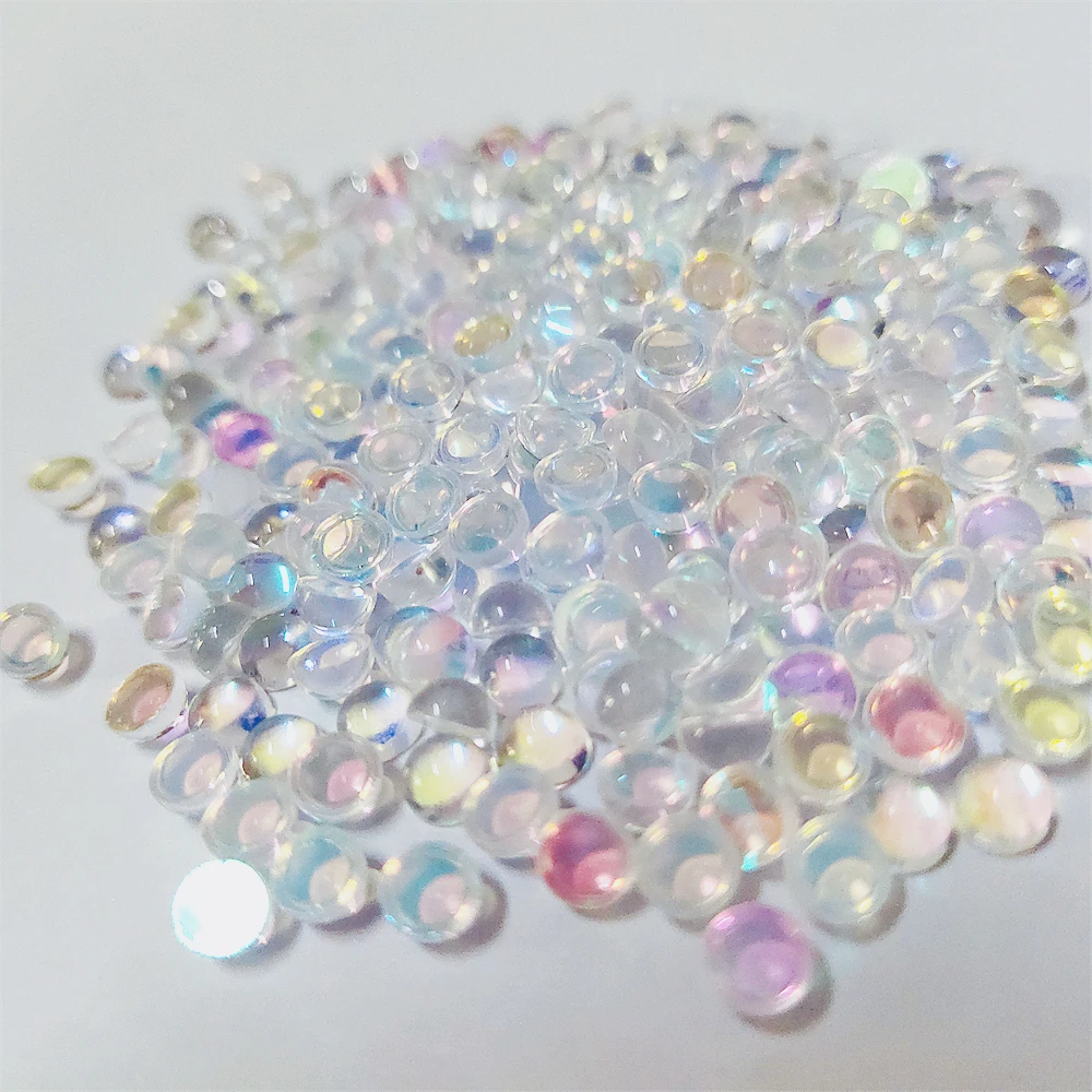 Aurora AB Shiny Crystal Glass Hemispherical Mermaid Beads Non Hotfix Glue On Rhinestones  Nail Art Garment Decorations