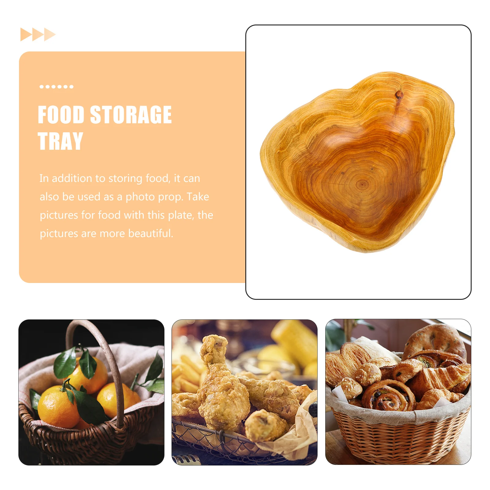 

Поднос для фруктов из цельного дерева с гладкой оправой, тонкое мастерство для хранения конфет, закусок, сухих продуктов, сервировки, демонстрации десерта, торта, дома